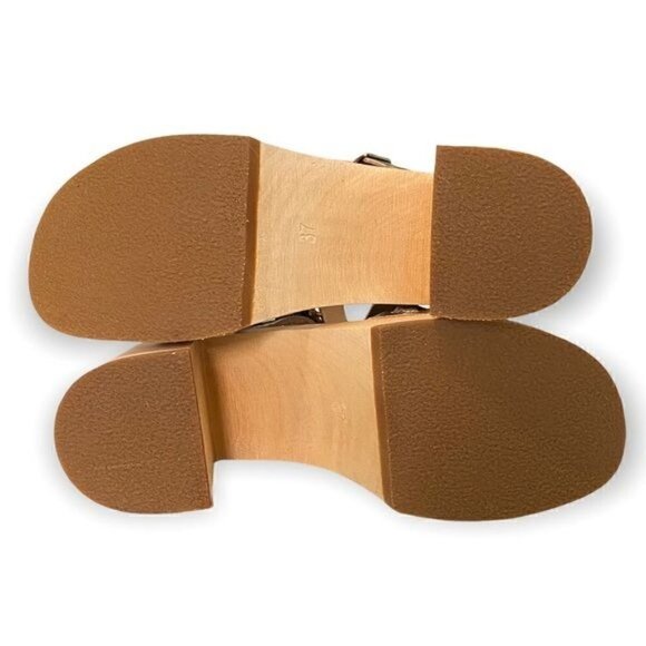 NWT Swedish Hasbeens Tanja Gold Leather Clog Sandals Size 37 EU - Picture 10 of 14